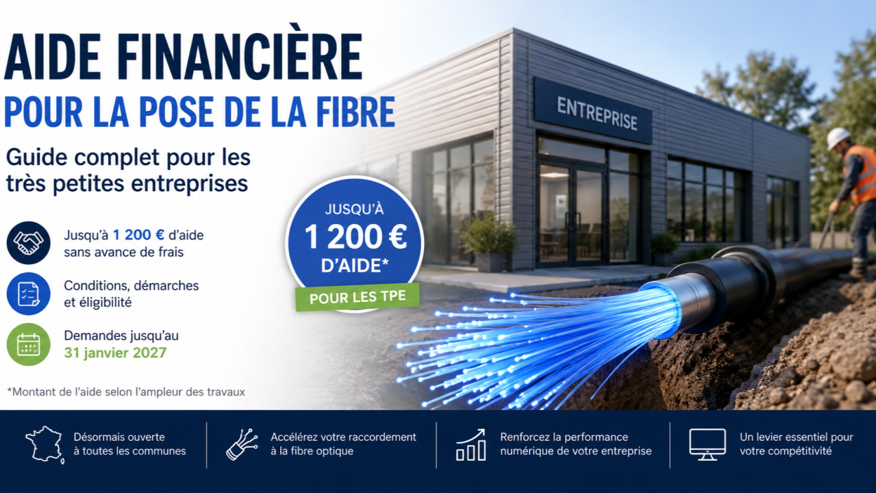 Aide financière fibre optique jusqu'à 1200 euros pour les TPE